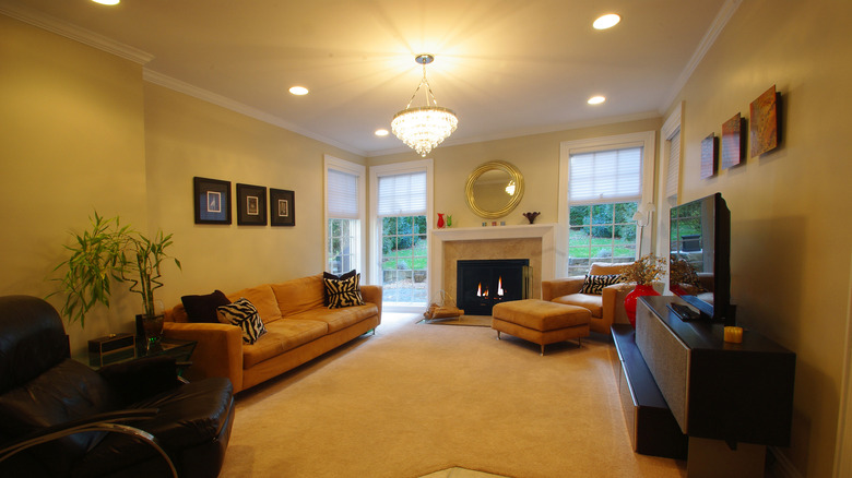 Recessed lights in living room