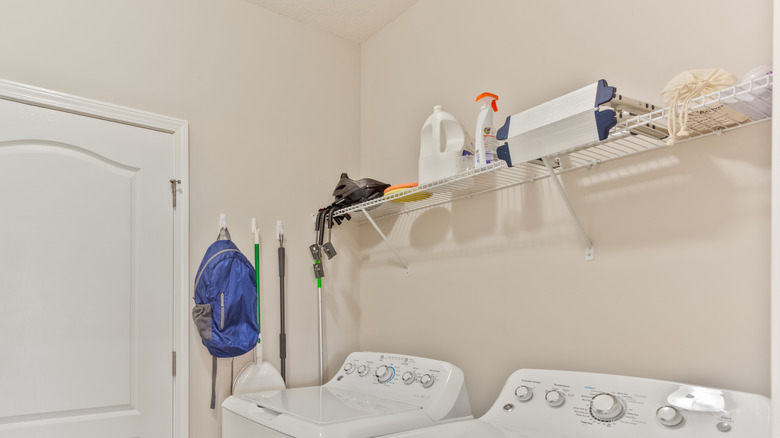 Laundry room with wire shelf