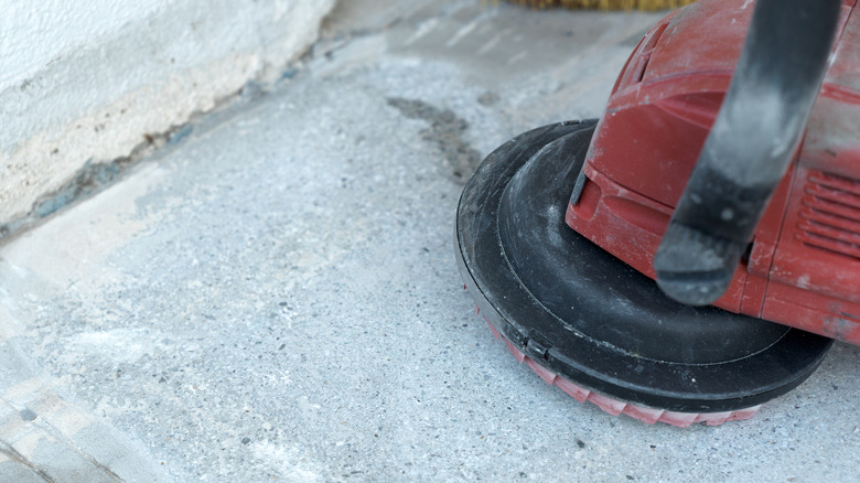 using a grinder on concrete