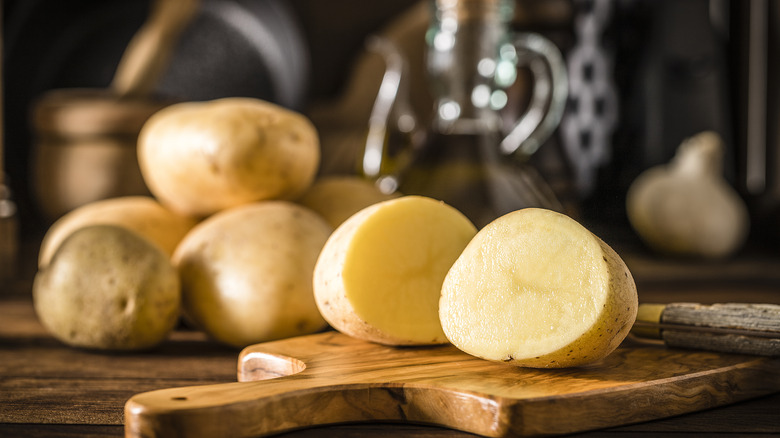 raw potato cut in half