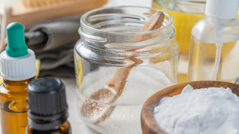 Vinegar and baking soda still life