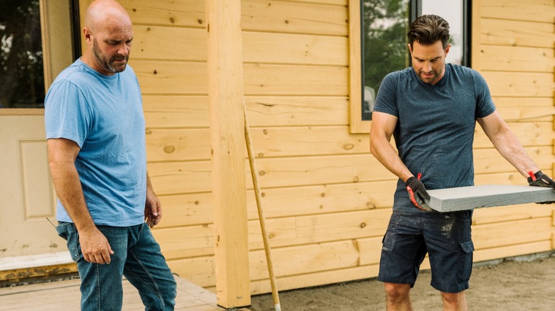 Bryan Baeumler and Scott McGillvary doing construction