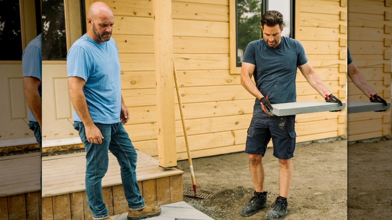 Bryan Beaumler and Scott McGillvary working on cabin