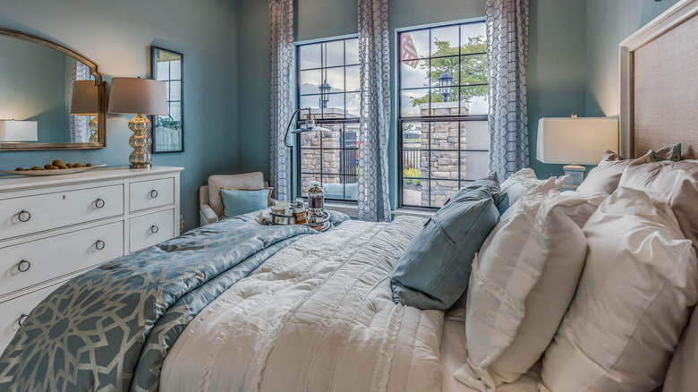 light blue walls in bedroom