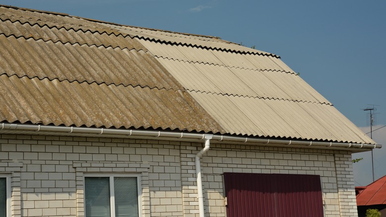 partly repaired roof