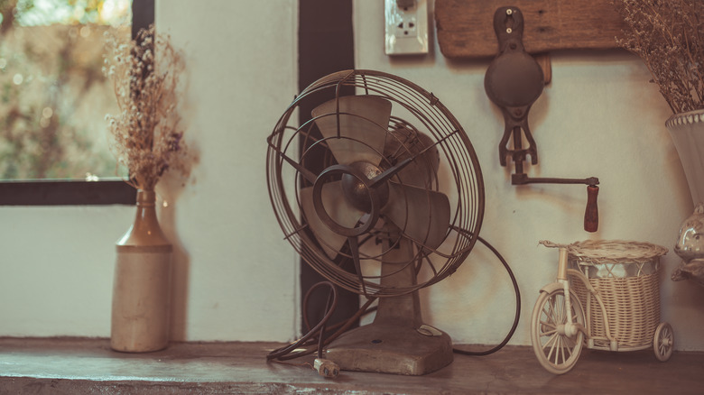 Antique brass fan