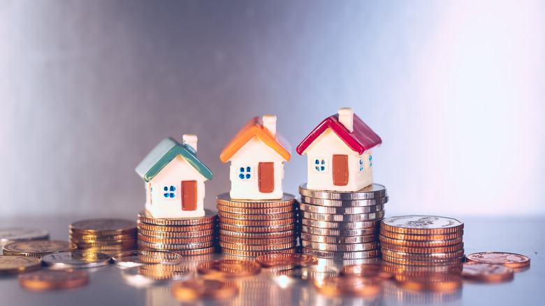 mini houses on coins