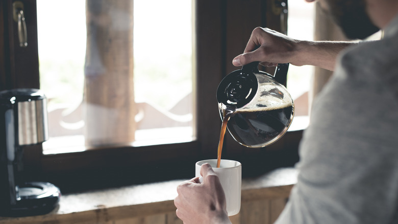 pouring coffee at home