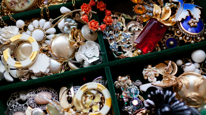 Vintage jewelry in jewelry box