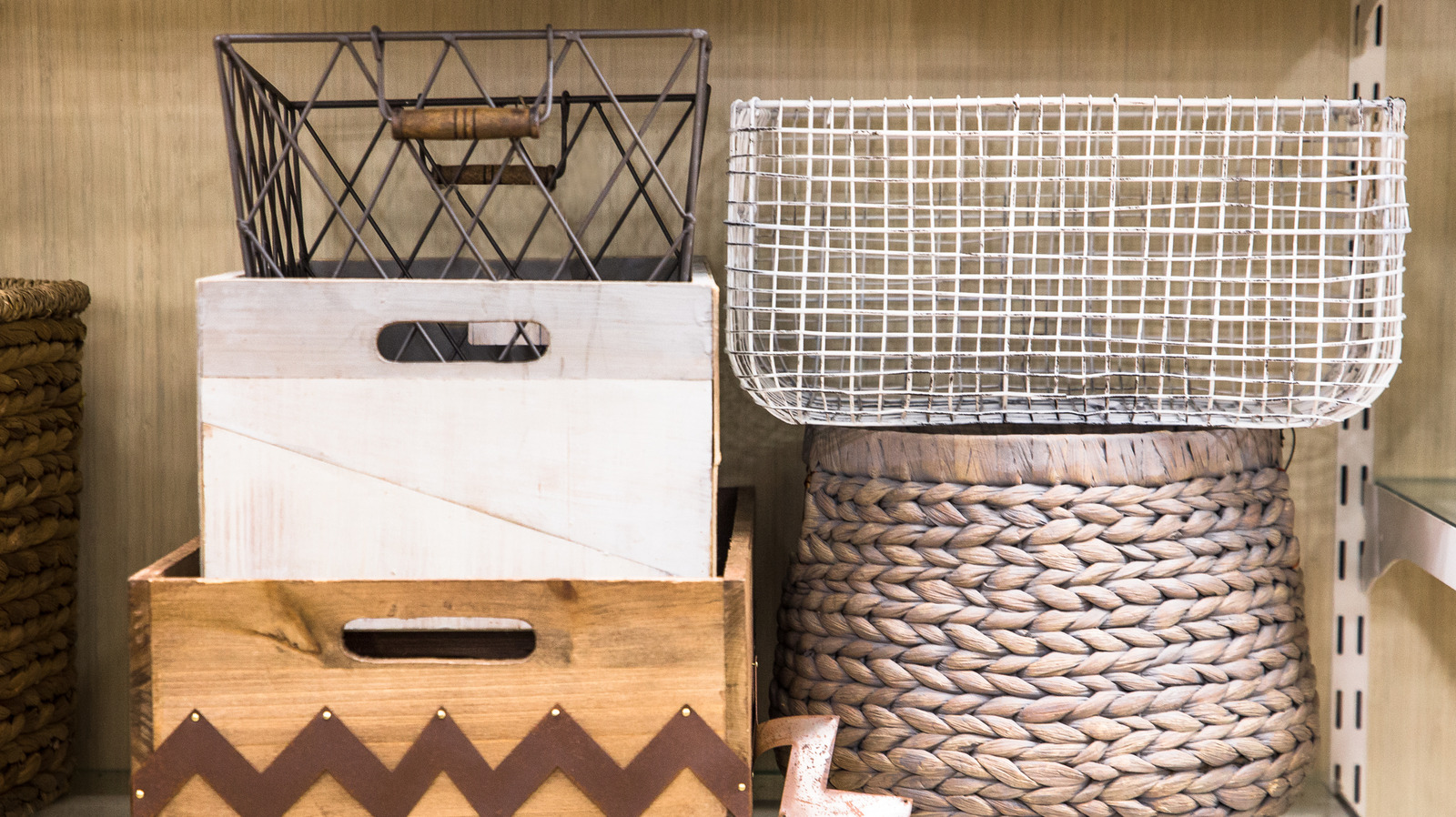 Repurpose Thrifted Wire Baskets Into A Chic Storage Shelf For Your Home