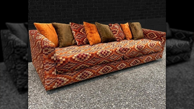 Patterned earth tone sofa