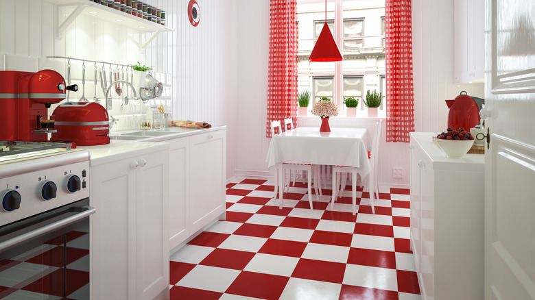 Red and white kitchen