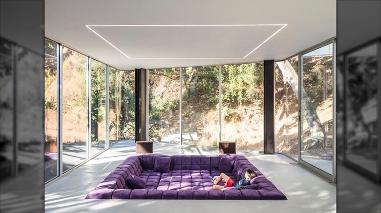 Large space with purple conversation pit