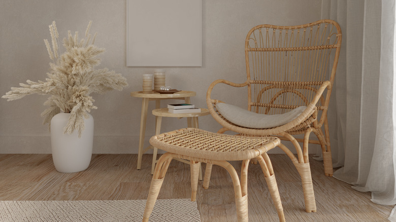 Rattan chair in living room
