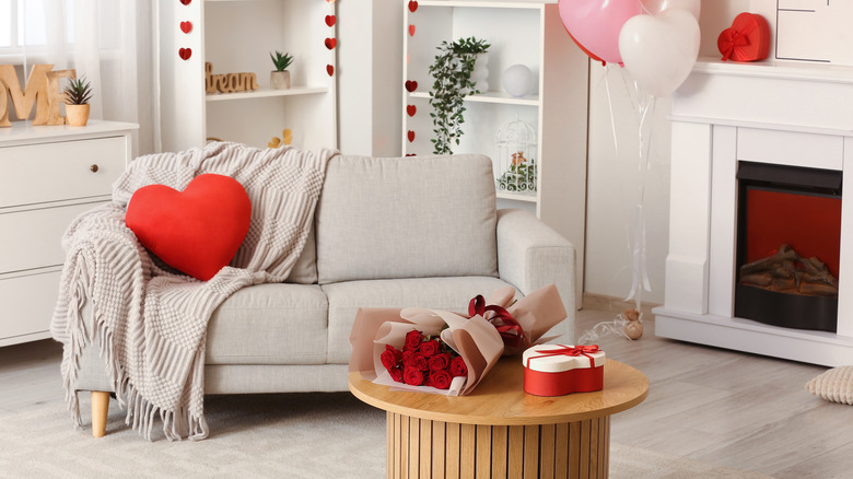 Valentines decor in neutral home