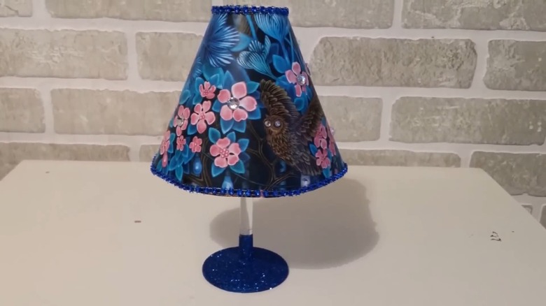 mini lamp with blue nature decorations