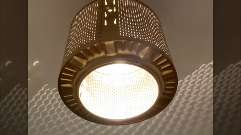 Washing machine drum lamp hung from the ceiling