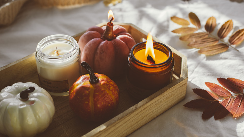 autumn candle display