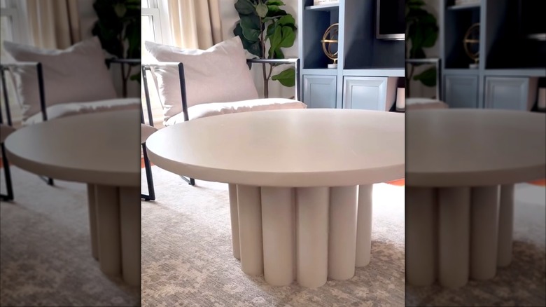 DIY coffee table made of PVC pipes painted white