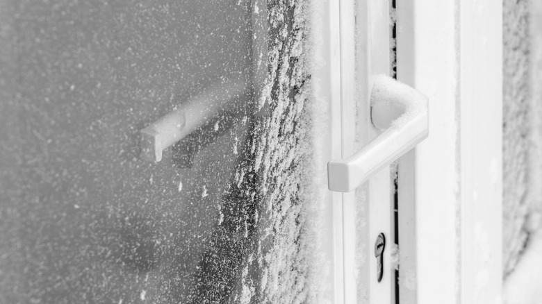 An icy door and handle