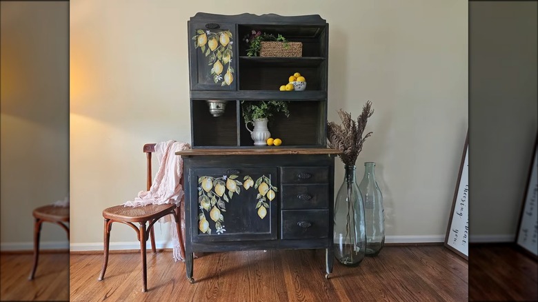 repurposed painted hoosier cabinet