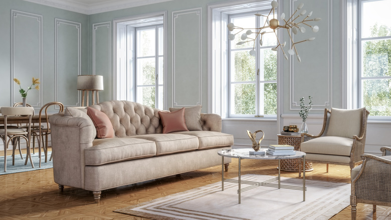 Elegant living room beige sofa
