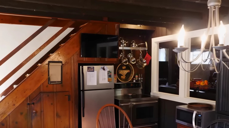 dark old-fashioned wooden kitchen