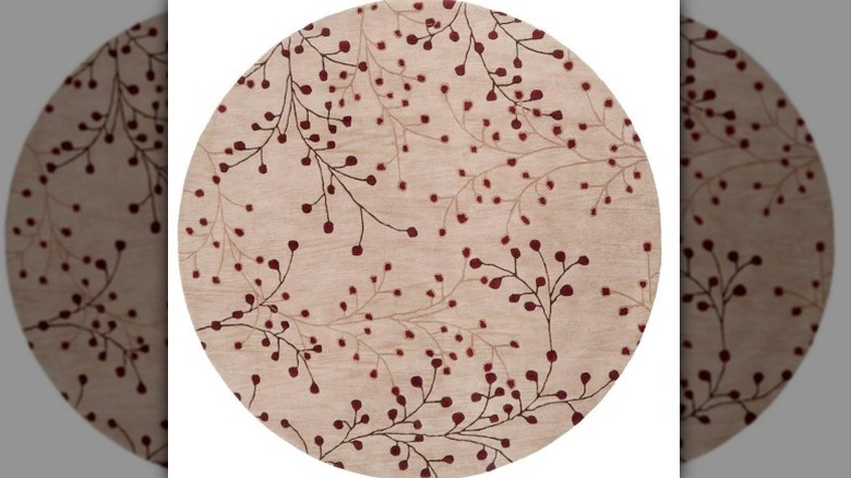 pink and gray round rug