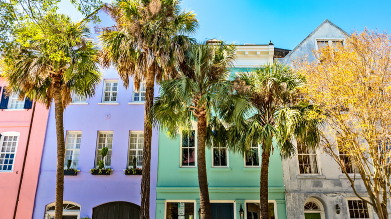 rowhouses in rainbow colors 