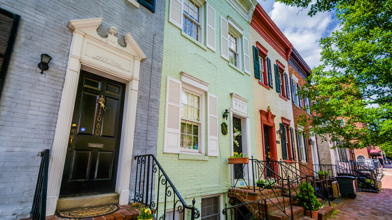 colorful rowhouse flat