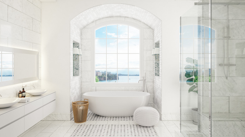 A fully white bathroom