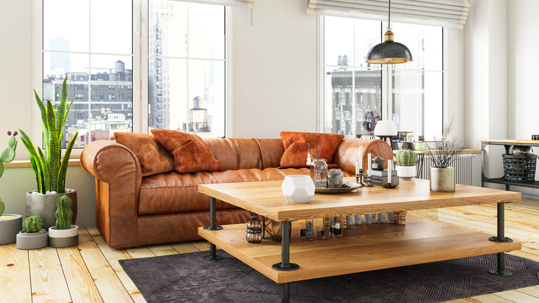 Rustic industrial loft living room 