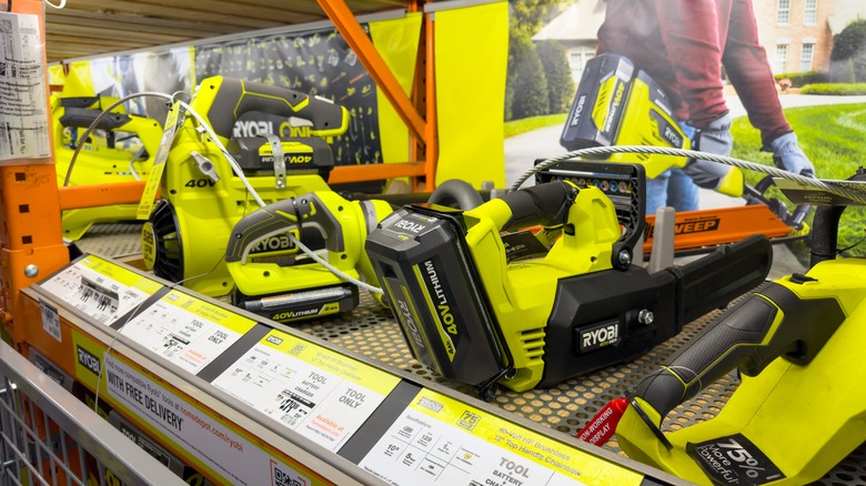 Ryobi tools on display