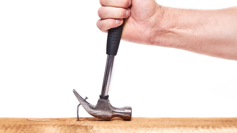 Claw hammer removing a nail