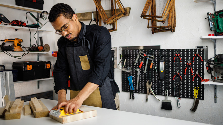 Man working with wood