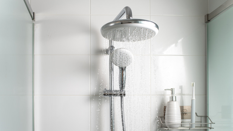 shower with two showerheads close 