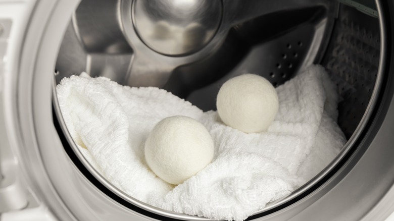 Dryer balls inside dryer