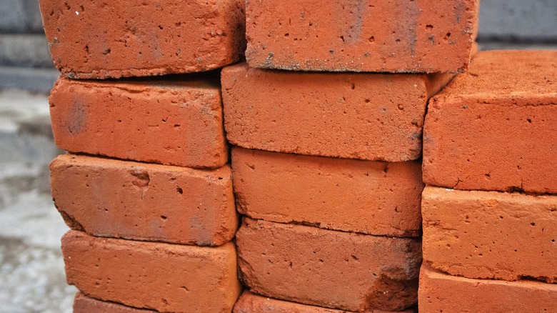 Stacks of red bricks