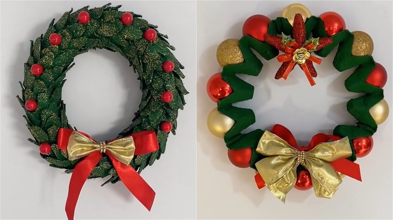 egg carton holiday wreaths