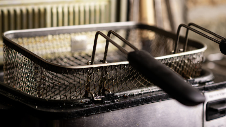 Dirty deep fryer basket