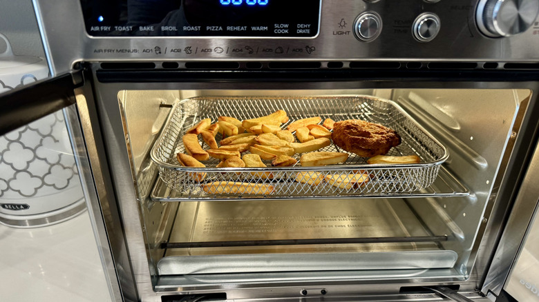 Steak fries and chicken cooked in Flexify with air fryer mode