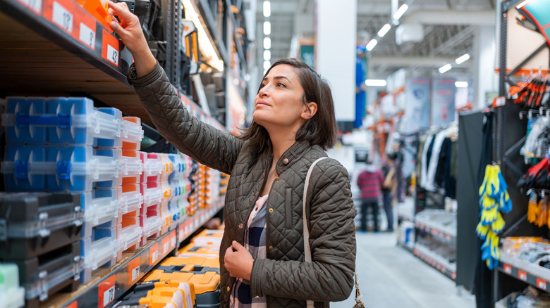 woman shopping in hardware store