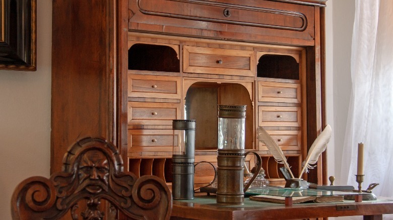 Antique wooden secretary desk 