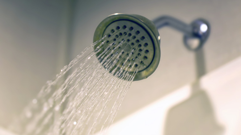 Up-close image of a shower running