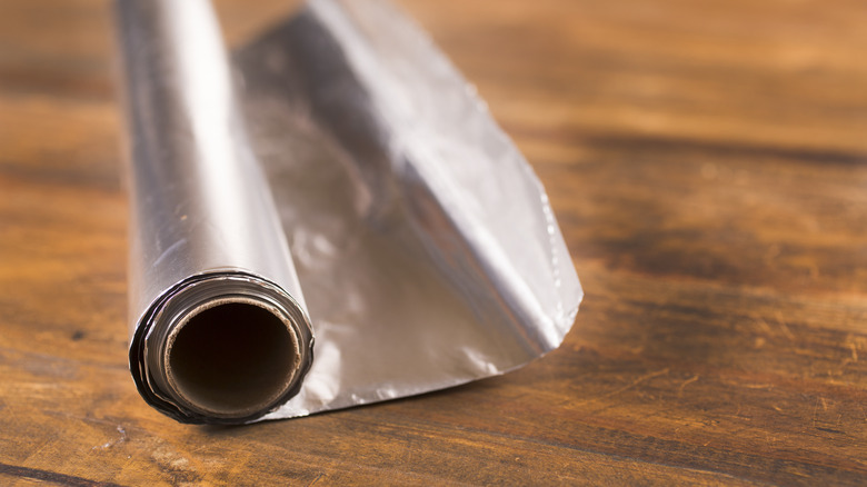 Aluminum foil on counter