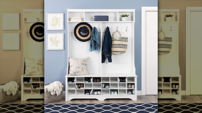 open shoe rack with closet