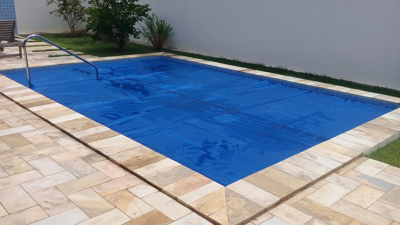 Pool cover on top of pool 