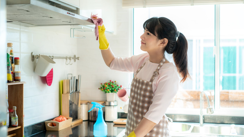 woman cleaning floors 