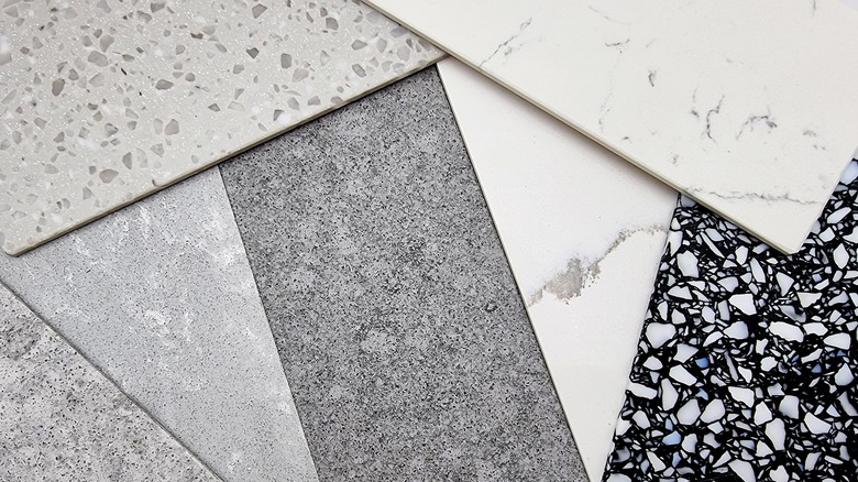 Slabs of quartz countertop samples