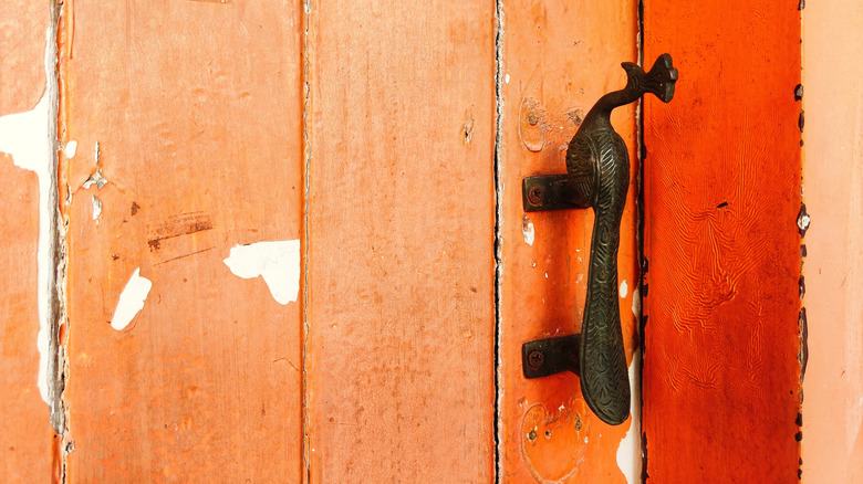 Door with peeling paint